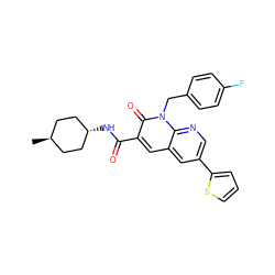 C[C@H]1CC[C@H](NC(=O)c2cc3cc(-c4cccs4)cnc3n(Cc3ccc(F)cc3)c2=O)CC1 ZINC000299835683