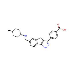 C[C@H]1CC[C@H](NCc2ccc3c(c2)Cc2c(-c4ccc(C(=O)O)cc4)n[nH]c2-3)CC1 ZINC000100035387