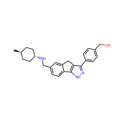 C[C@H]1CC[C@H](NCc2ccc3c(c2)Cc2c(-c4ccc(CO)cc4)n[nH]c2-3)CC1 ZINC000253658889