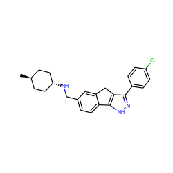 C[C@H]1CC[C@H](NCc2ccc3c(c2)Cc2c(-c4ccc(Cl)cc4)n[nH]c2-3)CC1 ZINC000253674156