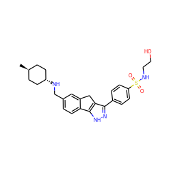 C[C@H]1CC[C@H](NCc2ccc3c(c2)Cc2c(-c4ccc(S(=O)(=O)NCCO)cc4)n[nH]c2-3)CC1 ZINC000253674024