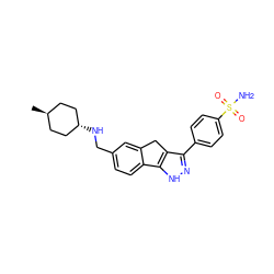 C[C@H]1CC[C@H](NCc2ccc3c(c2)Cc2c(-c4ccc(S(N)(=O)=O)cc4)n[nH]c2-3)CC1 ZINC000253660182