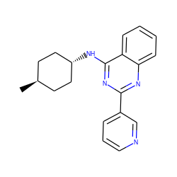 C[C@H]1CC[C@H](Nc2nc(-c3cccnc3)nc3ccccc23)CC1 ZINC001642244886