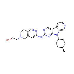 C[C@H]1CC[C@H](n2c3cnccc3c3cnc(Nc4cc5c(cn4)CCN(CCO)C5)nc32)CC1 ZINC000261083605