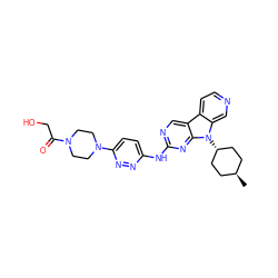 C[C@H]1CC[C@H](n2c3cnccc3c3cnc(Nc4ccc(N5CCN(C(=O)CO)CC5)nn4)nc32)CC1 ZINC000261111418