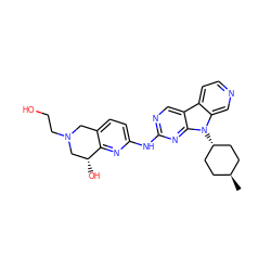 C[C@H]1CC[C@H](n2c3cnccc3c3cnc(Nc4ccc5c(n4)[C@H](O)CN(CCO)C5)nc32)CC1 ZINC000261076563