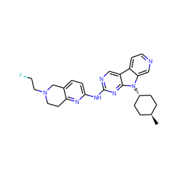 C[C@H]1CC[C@H](n2c3cnccc3c3cnc(Nc4ccc5c(n4)CCN(CCF)C5)nc32)CC1 ZINC000261188697