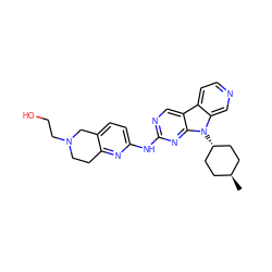 C[C@H]1CC[C@H](n2c3cnccc3c3cnc(Nc4ccc5c(n4)CCN(CCO)C5)nc32)CC1 ZINC000261154839