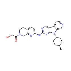 C[C@H]1CC[C@H](n2c3cnccc3c3cnc(Nc4ccc5c(n4)CN(C(=O)CO)CC5)nc32)CC1 ZINC000261103264