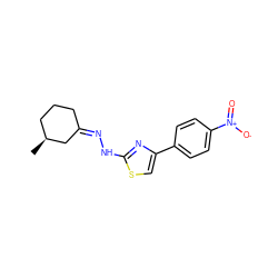 C[C@H]1CCC/C(=N/Nc2nc(-c3ccc([N+](=O)[O-])cc3)cs2)C1 ZINC000064564997