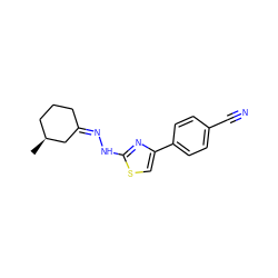 C[C@H]1CCC/C(=N/Nc2nc(-c3ccc(C#N)cc3)cs2)C1 ZINC000064479841