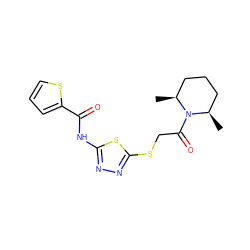 C[C@H]1CCC[C@@H](C)N1C(=O)CSc1nnc(NC(=O)c2cccs2)s1 ZINC000004410388