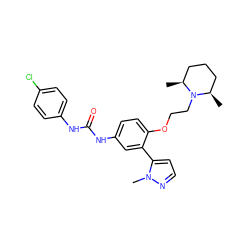 C[C@H]1CCC[C@@H](C)N1CCOc1ccc(NC(=O)Nc2ccc(Cl)cc2)cc1-c1ccnn1C ZINC000045260898