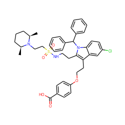 C[C@H]1CCC[C@@H](C)N1CCS(=O)(=O)NCCc1c(CCOc2ccc(C(=O)O)cc2)c2cc(Cl)ccc2n1C(c1ccccc1)c1ccccc1 ZINC000049823095