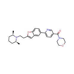 C[C@H]1CCC[C@@H](C)N1CCc1cc2cc(-c3ccc(C(=O)N4CCOCC4)cn3)ccc2o1 ZINC000013589416