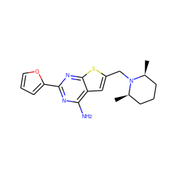 C[C@H]1CCC[C@@H](C)N1Cc1cc2c(N)nc(-c3ccco3)nc2s1 ZINC000118592967