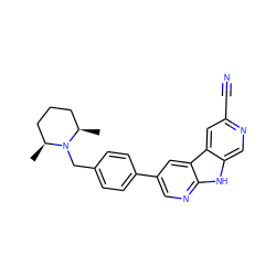 C[C@H]1CCC[C@@H](C)N1Cc1ccc(-c2cnc3[nH]c4cnc(C#N)cc4c3c2)cc1 ZINC000139418038