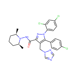 C[C@H]1CCC[C@@H](C)N1NC(=O)c1nn(-c2ccc(Cl)cc2Cl)c(-c2ccc(Cl)cc2)c1Cn1cncn1 ZINC000049766897