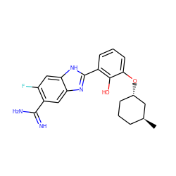 C[C@H]1CCC[C@H](Oc2cccc(-c3nc4cc(C(=N)N)c(F)cc4[nH]3)c2O)C1 ZINC000013444387