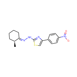 C[C@H]1CCCC/C1=N\Nc1nc(-c2ccc([N+](=O)[O-])cc2)cs1 ZINC000040973141