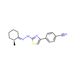 C[C@H]1CCCC/C1=N\Nc1nc(-c2ccc(C#N)cc2)cs1 ZINC000040380145