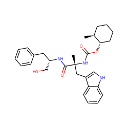 C[C@H]1CCCC[C@@H]1OC(=O)N[C@](C)(Cc1c[nH]c2ccccc12)C(=O)N[C@H](CO)Cc1ccccc1 ZINC000013825495