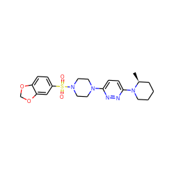 C[C@H]1CCCCN1c1ccc(N2CCN(S(=O)(=O)c3ccc4c(c3)OCO4)CC2)nn1 ZINC001772628735