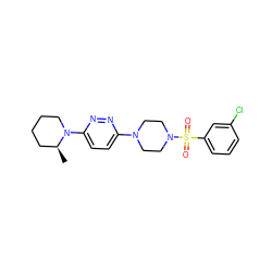 C[C@H]1CCCCN1c1ccc(N2CCN(S(=O)(=O)c3cccc(Cl)c3)CC2)nn1 ZINC000585174984