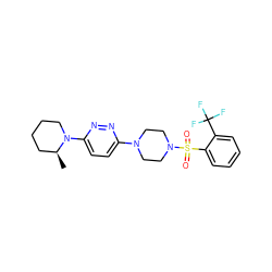 C[C@H]1CCCCN1c1ccc(N2CCN(S(=O)(=O)c3ccccc3C(F)(F)F)CC2)nn1 ZINC000585175324