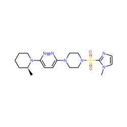 C[C@H]1CCCCN1c1ccc(N2CCN(S(=O)(=O)c3nccn3C)CC2)nn1 ZINC001772646331