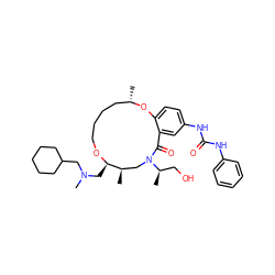 C[C@H]1CCCCO[C@H](CN(C)CC2CCCCC2)[C@H](C)CN([C@H](C)CO)C(=O)c2cc(NC(=O)Nc3ccccc3)ccc2O1 ZINC000095598812