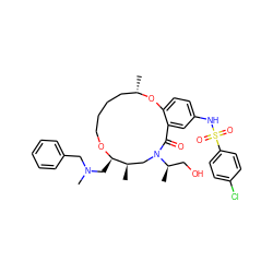 C[C@H]1CCCCO[C@H](CN(C)Cc2ccccc2)[C@H](C)CN([C@H](C)CO)C(=O)c2cc(NS(=O)(=O)c3ccc(Cl)cc3)ccc2O1 ZINC000095604013