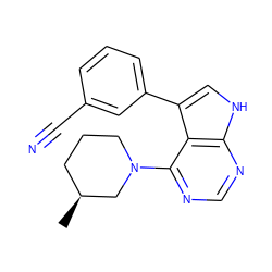 C[C@H]1CCCN(c2ncnc3[nH]cc(-c4cccc(C#N)c4)c23)C1 ZINC000210753788