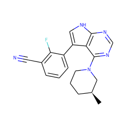 C[C@H]1CCCN(c2ncnc3[nH]cc(-c4cccc(C#N)c4F)c23)C1 ZINC000210720632