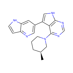 C[C@H]1CCCN(c2ncnc3[nH]cc(-c4cnc5cc[nH]c5c4)c23)C1 ZINC000210717381