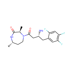 C[C@H]1CCN(C(=O)C[C@H](N)Cc2cc(F)c(F)cc2F)[C@H](C)C(=O)N1 ZINC000014958897