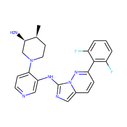 C[C@H]1CCN(c2ccncc2Nc2ncc3ccc(-c4c(F)cccc4F)nn23)C[C@H]1N ZINC000144272373