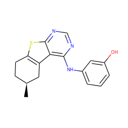 C[C@H]1CCc2sc3ncnc(Nc4cccc(O)c4)c3c2C1 ZINC000299867017