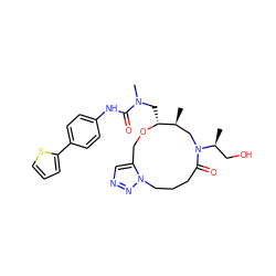 C[C@H]1CN([C@@H](C)CO)C(=O)CCCn2nncc2CO[C@@H]1CN(C)C(=O)Nc1ccc(-c2cccs2)cc1 ZINC000095600734