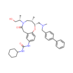 C[C@H]1CN([C@@H](C)CO)C(=O)Cc2cc(NC(=O)NC3CCCCC3)ccc2O[C@H]1CN(C)Cc1ccc(-c2ccccc2)cc1 ZINC000095568098