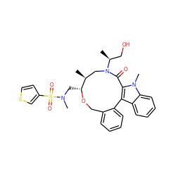 C[C@H]1CN([C@@H](C)CO)C(=O)c2c(c3ccccc3n2C)-c2ccccc2CO[C@@H]1CN(C)S(=O)(=O)c1ccsc1 ZINC000095600829