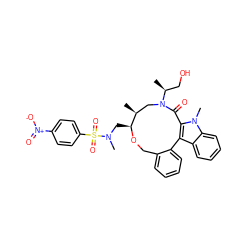 C[C@H]1CN([C@@H](C)CO)C(=O)c2c(c3ccccc3n2C)-c2ccccc2CO[C@H]1CN(C)S(=O)(=O)c1ccc([N+](=O)[O-])cc1 ZINC000095599797