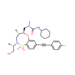 C[C@H]1CN([C@@H](C)CO)S(=O)(=O)c2ccc(C#Cc3ccc(F)cc3)cc2O[C@@H]1CN(C)C(=O)NC1CCCCC1 ZINC000095598828