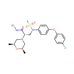 C[C@H]1CN([C@@H](CN(c2ccc(Oc3ccc(Cl)cc3)cc2)S(C)(=O)=O)C(=O)NO)C[C@@H](C)O1 ZINC000029039937