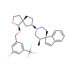 C[C@H]1CN([C@@H]2CC[C@@]3(CCO[C@@H]3OCc3cc(F)cc(C(F)(F)F)c3)C2)CC[C@@]12C=Cc1ccccc12 ZINC000029128088