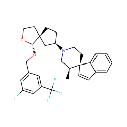 C[C@H]1CN([C@@H]2CC[C@@]3(CCO[C@H]3OCc3cc(F)cc(C(F)(F)F)c3)C2)CC[C@@]12C=Cc1ccccc12 ZINC000029128082