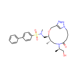 C[C@H]1CN([C@H](C)CO)C(=O)CCCn2cc(nn2)CO[C@@H]1CN(C)S(=O)(=O)c1ccc(-c2ccccc2)cc1 ZINC000095570415