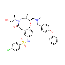 C[C@H]1CN([C@H](C)CO)C(=O)Cc2cc(NS(=O)(=O)c3ccc(Cl)cc3)ccc2O[C@@H]1CN(C)Cc1ccc(Oc2ccccc2)cc1 ZINC000095600949