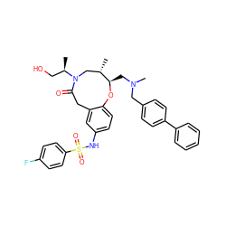 C[C@H]1CN([C@H](C)CO)C(=O)Cc2cc(NS(=O)(=O)c3ccc(F)cc3)ccc2O[C@@H]1CN(C)Cc1ccc(-c2ccccc2)cc1 ZINC000095599542