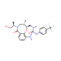 C[C@H]1CN([C@H](C)CO)C(=O)c2cccc(N(C)C)c2O[C@@H]1CN(C)C(=O)Nc1ccc(C(F)(F)F)cc1 ZINC000061947706